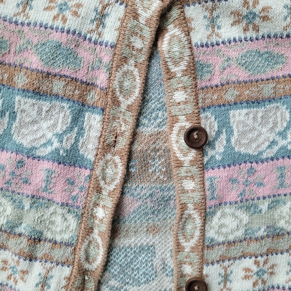 Vintage cottagecore / grandma vibes pastel knit cardigan sweater - Picture 5 of 6
